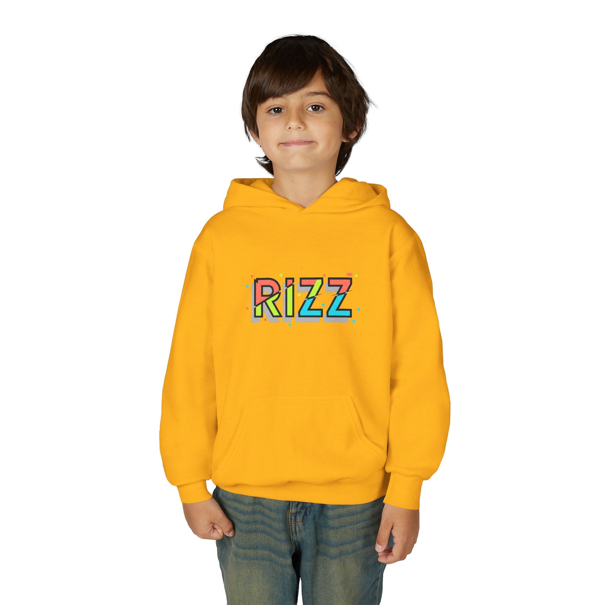Youth Hoodie — Colorful "RIZZ" Retro Graphic Pullover