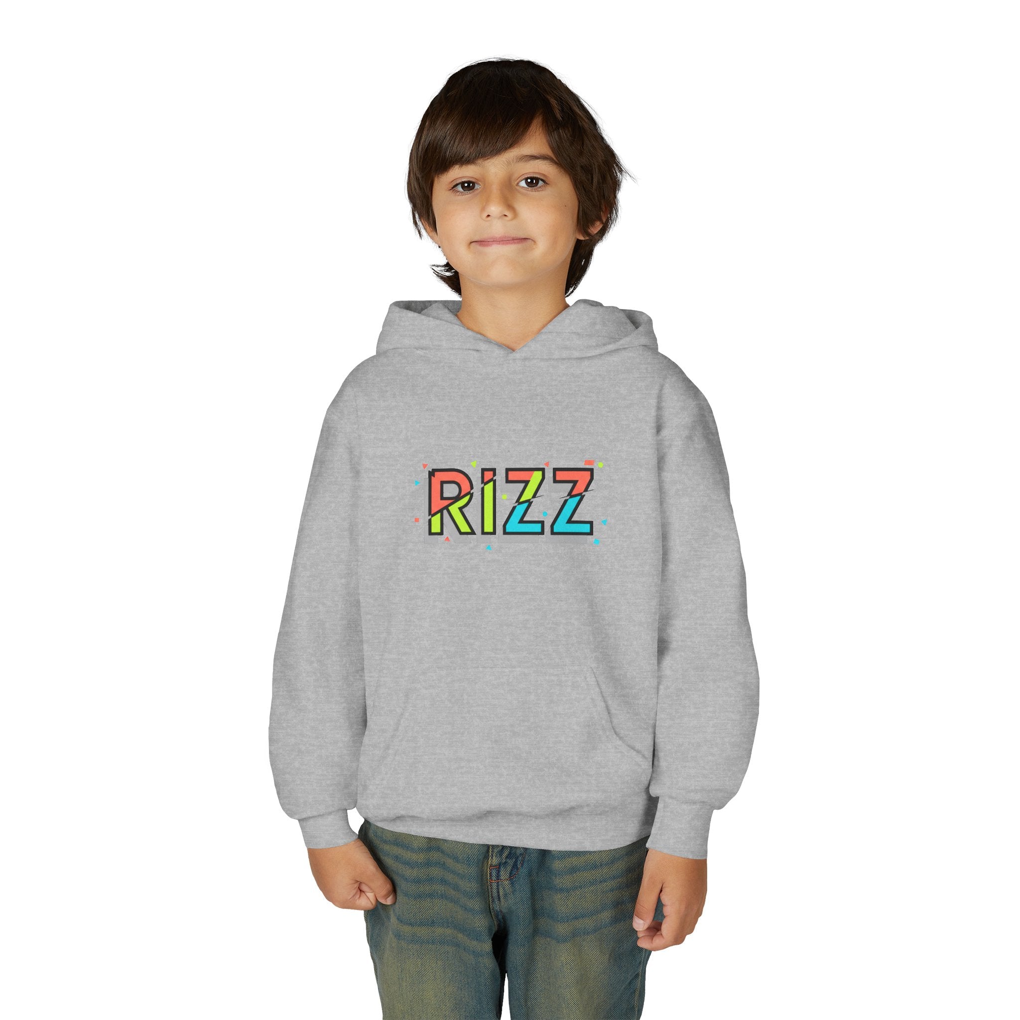 Youth Hoodie — Colorful "RIZZ" Retro Graphic Pullover