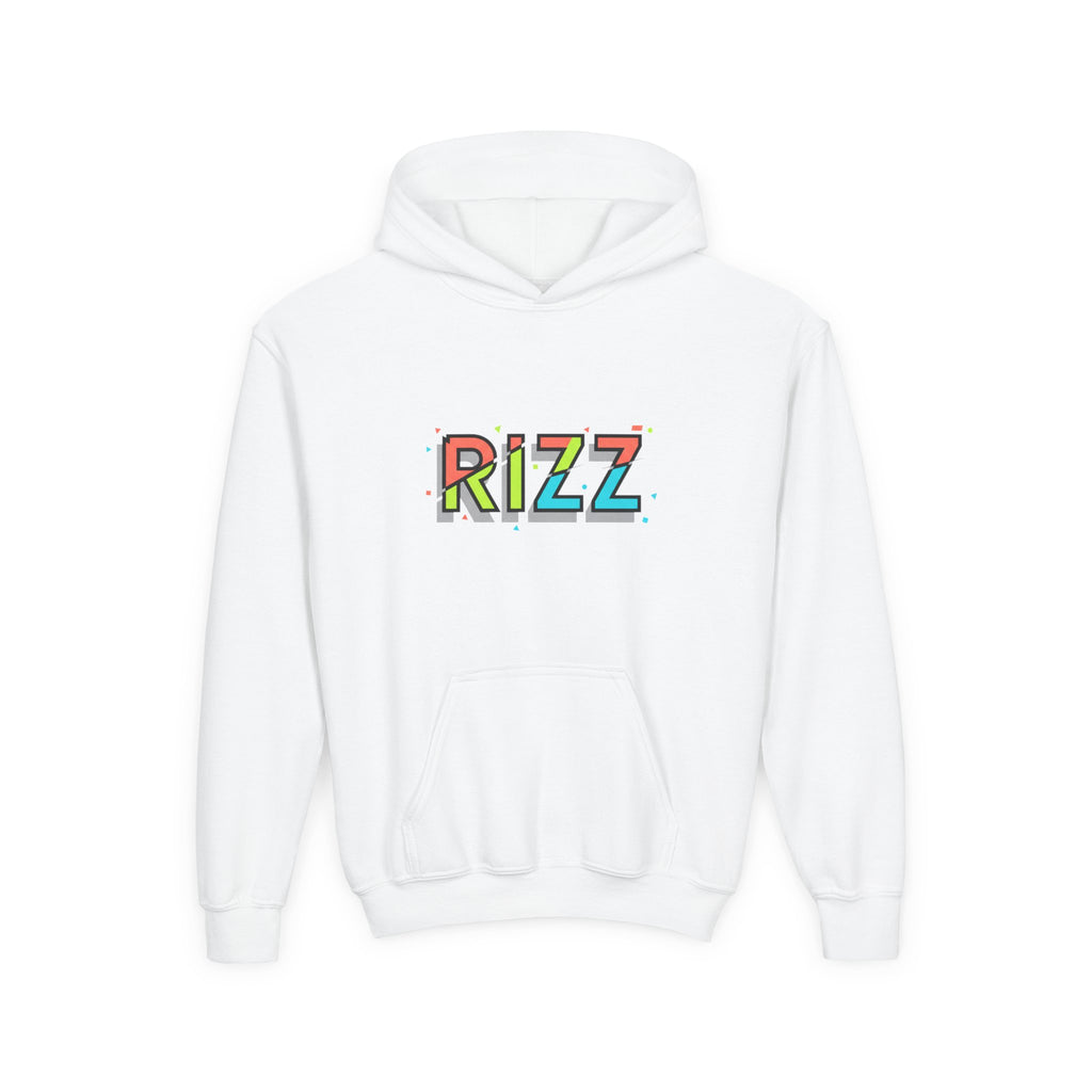 Youth Hoodie — Colorful "RIZZ" Retro Graphic Pullover